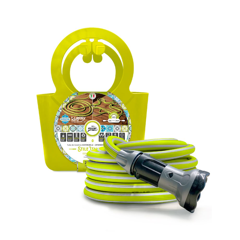 Tubo estensibile per irrigazione giardino 25m lime